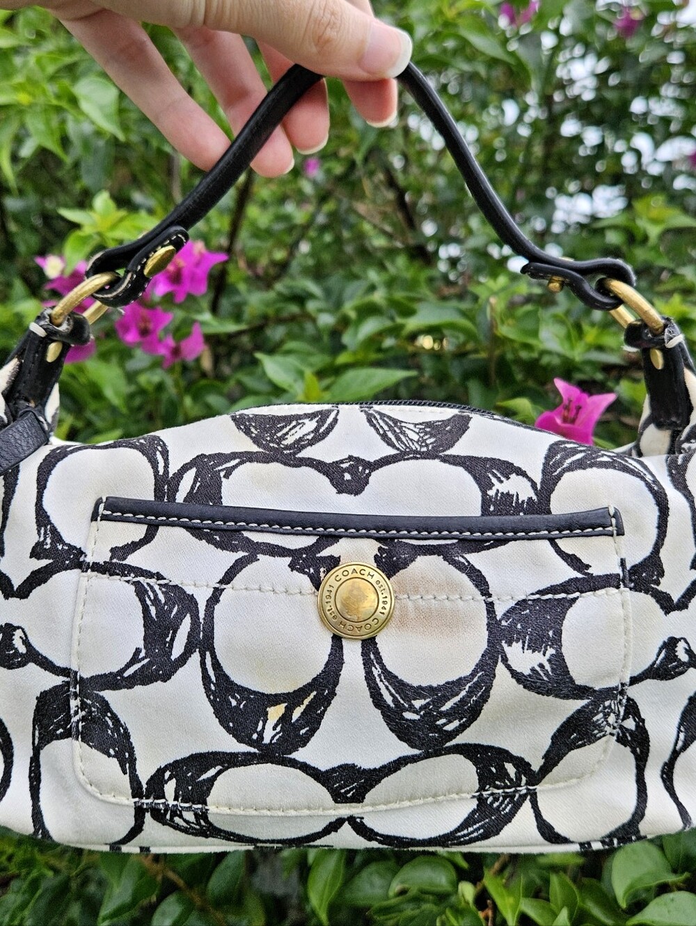 Coach Scribble Signature Demi Bag Y2K Black White Mini Shoulder Bag